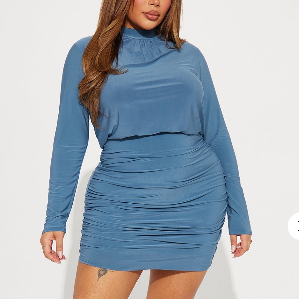Blue Ruched Dress